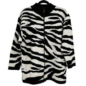 Diane Von Furstenberg Vintage Zebra Print Duster Cardigan Sweater Medium